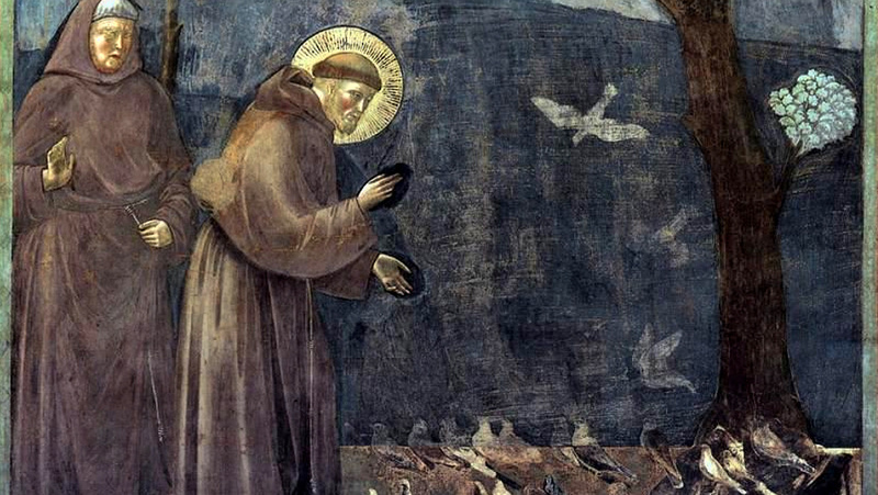 Sankt Franziskus predigt zu den Vögeln